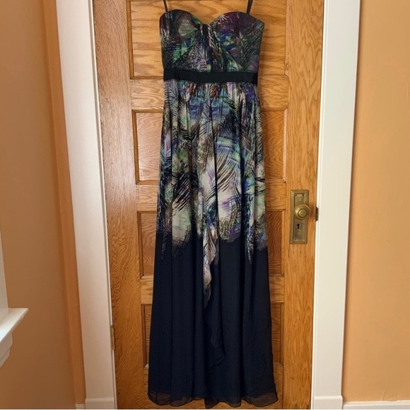 BCBGMAXAZRIA Black Printed Silk Maxi Dress Size 4 - Picture 2 of 16